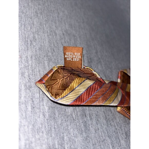 Michael Kors Orange/Gold/Blue Silk Necktie, Great Condition, Used, Bright Colors - Picture 9 of 12
